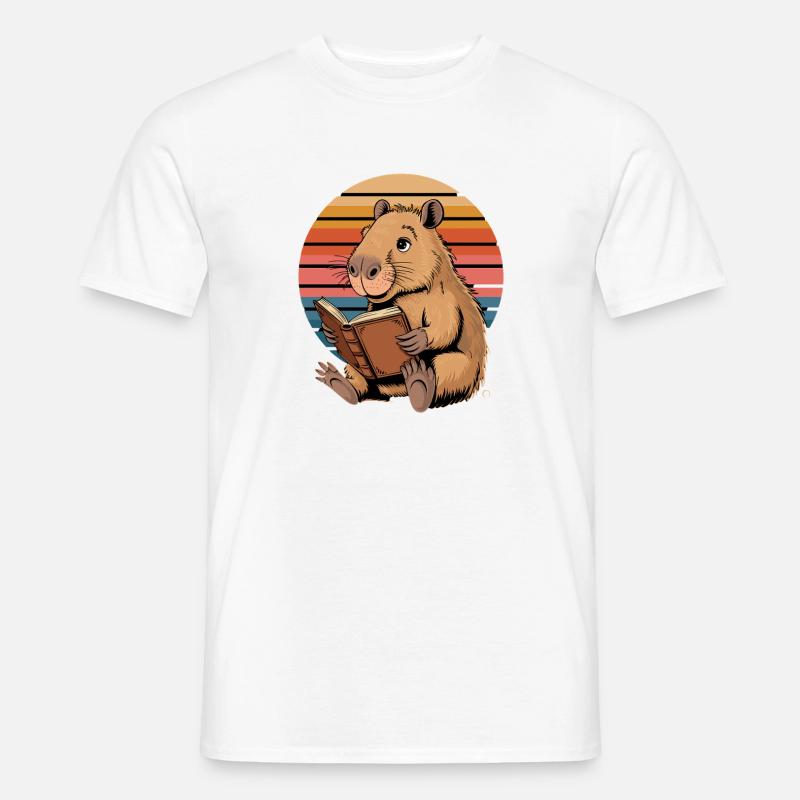Reading Capybara Retro Sunset for - Men's T-Shirt - white