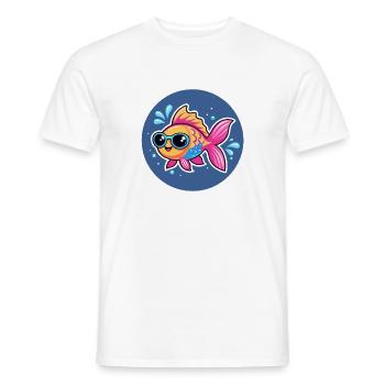 Poisson lunettes soleil vif - T-shirt homme - blanc - Devant - AI Model Male 178 dark (178cm)
