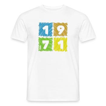 55. Geburtstag Farbige Patches since 05/1971 - Männer T-Shirt - Weiß - Vorne - AI Model Male 178 dark (178cm)