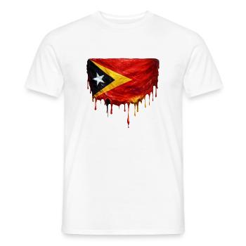 TimorLeste Drop-vlag - Heren T-shirt - wit - Voor - AI Model Male 178 dark (178cm)