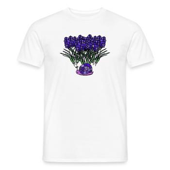 Lila Blumengruß mit Schnecke Lavendel Blume - Männer T-Shirt - Weiß - Vorne - AI Model Male 178 dark (178cm)