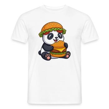 Panda mignon avec un dessin animé Burger - T-shirt homme - blanc - Devant - AI Model Male 178 dark (178cm)