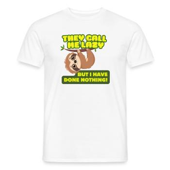 Ils me traitent de paresseuse ! - Citation du néon paresseux - T-shirt homme - blanc - Devant - AI Model Male 178 dark (178cm)
