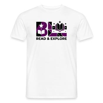Lire Explorer la typographie du livre - T-shirt homme - blanc - Devant - AI Model Male 178 dark (178cm)