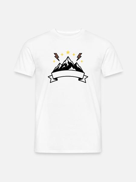Berge Banner Textfeld Wappen - Männer T-Shirt - Weiß