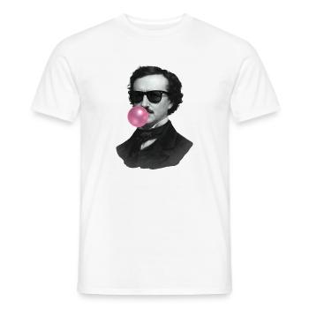 Edgar Allan Poe avec du chewing-gum et des lunettes de soleil - T-shirt homme - blanc - Devant - AI Model Male 178 dark (178cm)