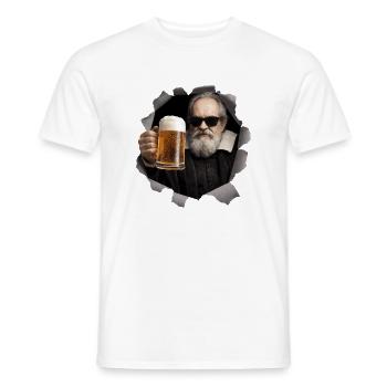 Galileo Galilei with beer and sunglasses - Men's T-Shirt - white - Front - AI Model Male 178 dark (178cm)