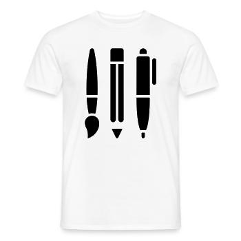 Pinceau, crayon et stylo - Symbole artistique - T-shirt homme - blanc - Devant - AI Model Male 178 dark (178cm)