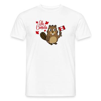 Oh Canada Beaver Flag Bear - Men's T-Shirt - white - Front - AI Model Male 178 dark (178cm)