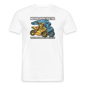 Ange 🏍️ motard - T-shirt homme - blanc - Devant - AI Model Male 178 dark (178cm)