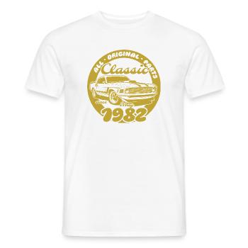 44e anniversaire - Classic Musclecar 05/1982 - T-shirt homme - blanc - Devant - AI Model Male 178 dark (178cm)