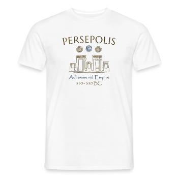 Iran, Persian Ruins of Persepolis, Drawing - Men's T-Shirt - white - Front - AI Model Male 178 dark (178cm)