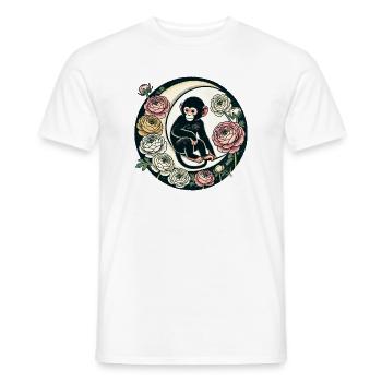 Mondbeschienener Affen-und-Rosen-Kreis - Männer T-Shirt - Weiß - Vorne - AI Model Male 178 dark (178cm)