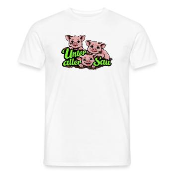 Unter aller Sau lustiges Schwein Motiv - Männer T-Shirt - Weiß - Vorne - AI Model Male 178 dark (178cm)
