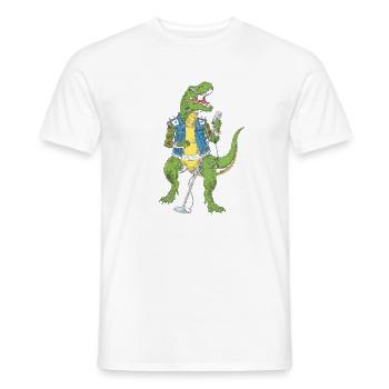 Dino Rock star with microphone - Men's T-Shirt - white - Front - AI Model Male 178 dark (178cm)