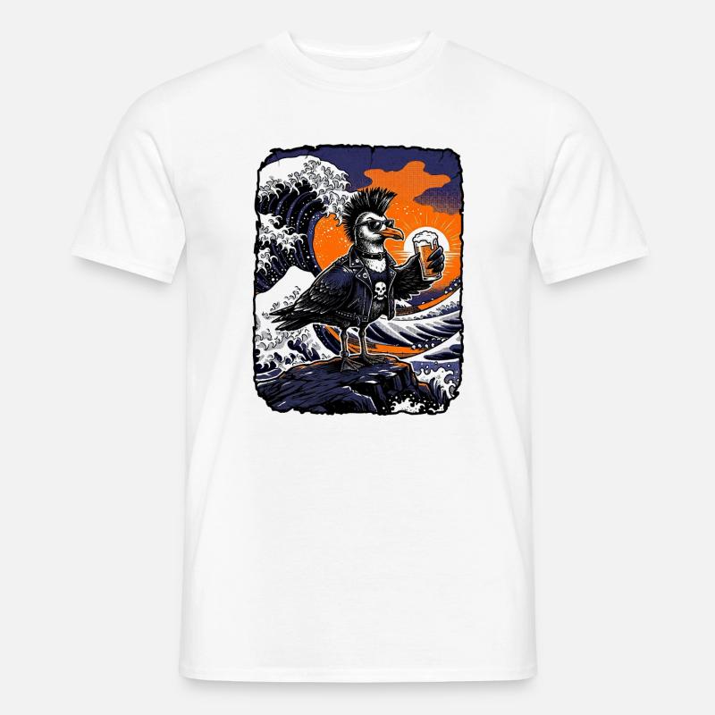 Kawaii Punker Möwe Bier - Männer T-Shirt - Weiß