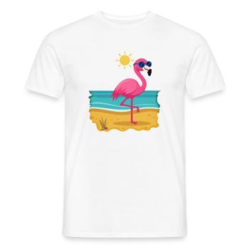 Flamingo sunbathing No.1 - Men's T-Shirt - white - Front - AI Model Male 178 dark (178cm)