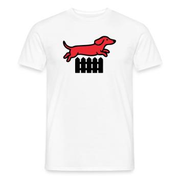 Agilité au saut de clôture teckel - T-shirt homme - blanc - Devant - AI Model Male 178 dark (178cm)