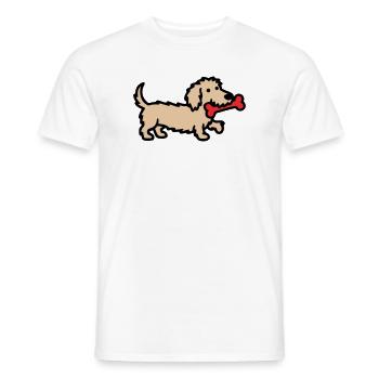 Dessin dessiné Terrier Doodle Bone - T-shirt homme - blanc - Devant - AI Model Male 178 dark (178cm)