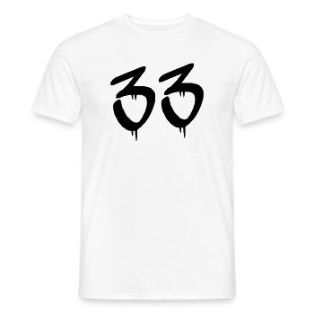 33 - Men's T-Shirt - white - Front - AI Model Male 178 dark (178cm)