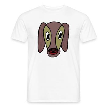 Karikaturhund mit großen Augen - Männer T-Shirt - Weiß - Vorne - AI Model Male 178 dark (178cm)