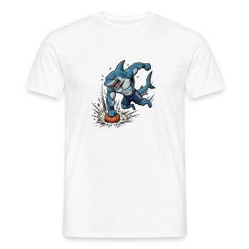 Fußball Hai Cartoon Sportlicher Angriff - Männer T-Shirt - Weiß - Vorne - AI Model Male 178 dark (178cm)