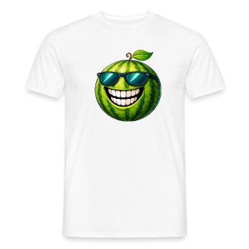 Cool watermelon with sunglasses - Men's T-Shirt - white - Front - AI Model Male 178 dark (178cm)
