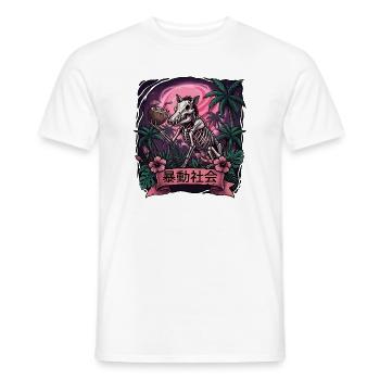 Neon Jungle Skeleton Wild Boar - Men's T-Shirt - white - Front - AI Model Male 178 dark (178cm)