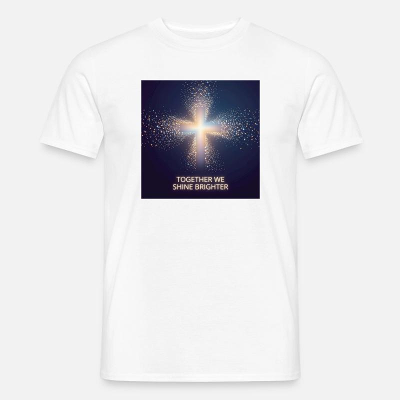 Lichtkreuz Gemeinsam Strahlen - Männer T-Shirt - Weiß