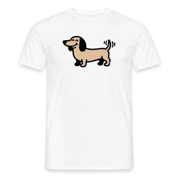 Fröhlicher Dackel Hund Comic - Männer T-Shirt - Weiß - Vorne - AI Model Male 178 dark (178cm)