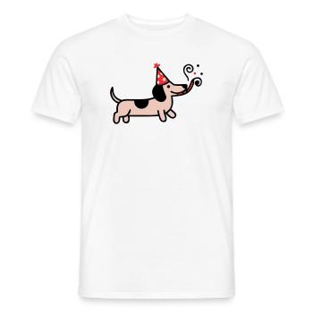 Fête Teckel Chien d’anniversaire - T-shirt homme - blanc - Devant - AI Model Male 178 dark (178cm)