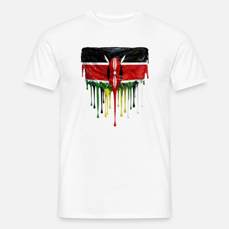 Kenya-flaget i Drop Art - Mænd T-shirt - hvid