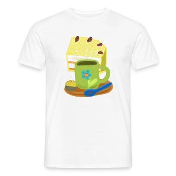 Cake, Cake, Coffee, Coffee Mug, Birthday - Men's T-Shirt - white - Front - AI Model Male 178 dark (178cm)