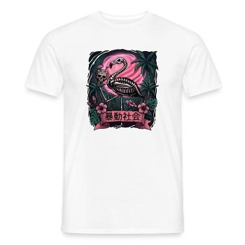 Neon Flamingo Skeleton in Jungle - Men's T-Shirt - white - Front - AI Model Male 178 dark (178cm)