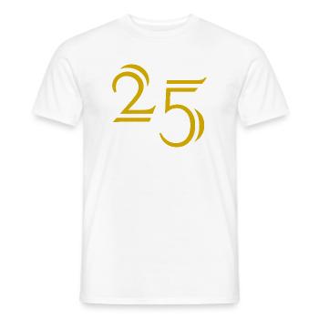 25. 25 ANS. 25e ANNIVERSAIRE. ANNIVERSAIRE 25 ANS. - T-shirt homme - blanc - Devant - AI Model Male 178 dark (178cm)