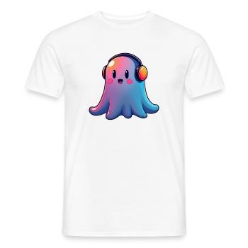 Ghost with headphones - Men's T-Shirt - white - Front - AI Model Male 178 dark (178cm)