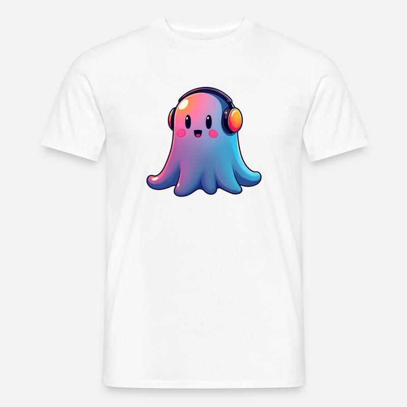 Gespenst mit Kopfhörern - Männer T-Shirt - Weiß