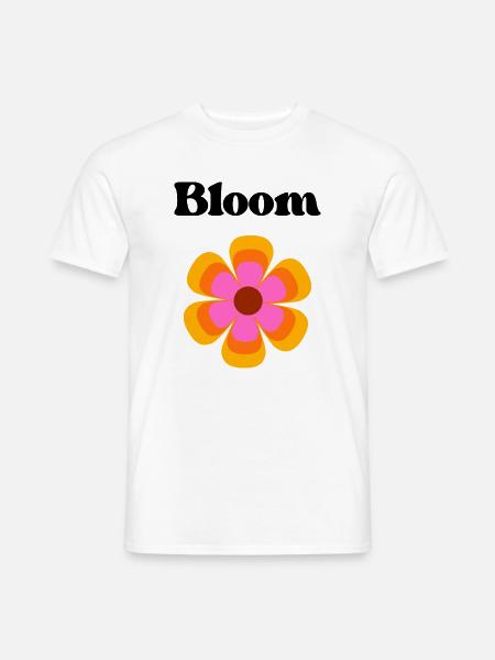 Retro Blütenkreis Pink Orange Bloom - Männer T-Shirt - Weiß
