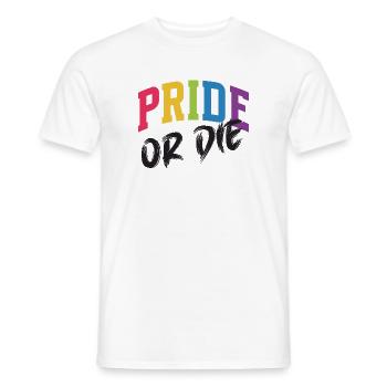 LGBT-Pride-Monat – Pride or Die - Männer T-Shirt - Weiß - Vorne - AI Model Male 178 dark (178cm)