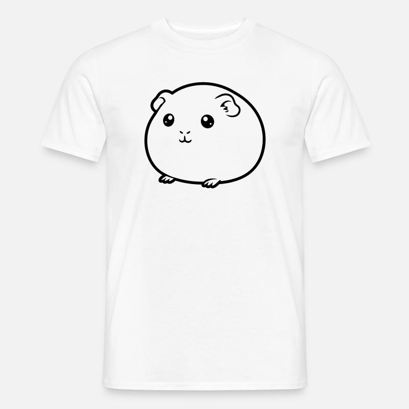 Dickes Meerschweinchen Comic Kontur - Männer T-Shirt - Weiß