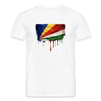 Seychelles Flag Drop Art - Men's T-Shirt - white - Front - AI Model Male 178 dark (178cm)
