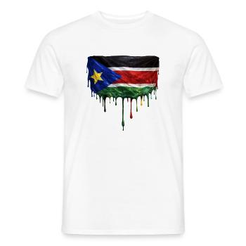 South Sudan Flag Drop Art - Men's T-Shirt - white - Front - AI Model Male 178 dark (178cm)