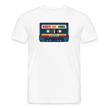 Best of 1981 – Retro Mixtape in Vintage Look - Men's T-Shirt - white - Front - AI Model Male 178 dark (178cm)