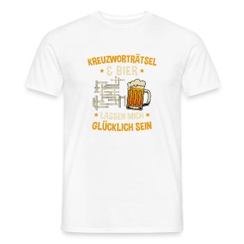 Kreuzworträtsel Bier Glück / Lustiger Spruch - Männer T-Shirt - Weiß - Vorne - AI Model Male 178 dark (178cm)