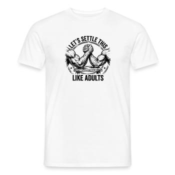 Let's clear this up like adults – Funny Arm - Men's T-Shirt - white - Front - AI Model Male 178 dark (178cm)