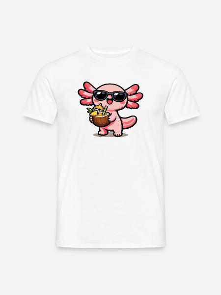 Axolotl Kokos-Kawaii mit Sonnenbrille - Männer T-Shirt - Weiß