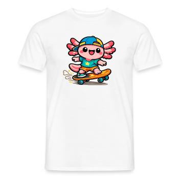 Axolotl skateur Kawaii Wing - T-shirt homme - blanc - Devant - AI Model Male 178 dark (178cm)