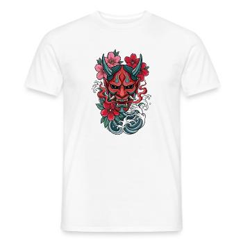 Hannya – Yōkai Demon - Men's T-Shirt - white - Front - AI Model Male 178 dark (178cm)