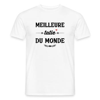 Meilleure tatie du monde Cadeau Annivers  - T-shirt homme - blanc - Devant - AI Model Male 178 dark (178cm)