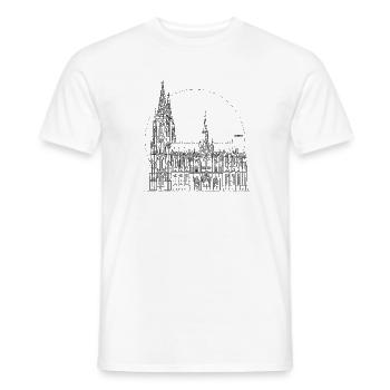 Köln Dom – Line Art PLZ - Männer T-Shirt - Weiß - Vorne - AI Model Male 178 dark (178cm)